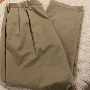 Lands’ End Beige Pleated Pants size 34